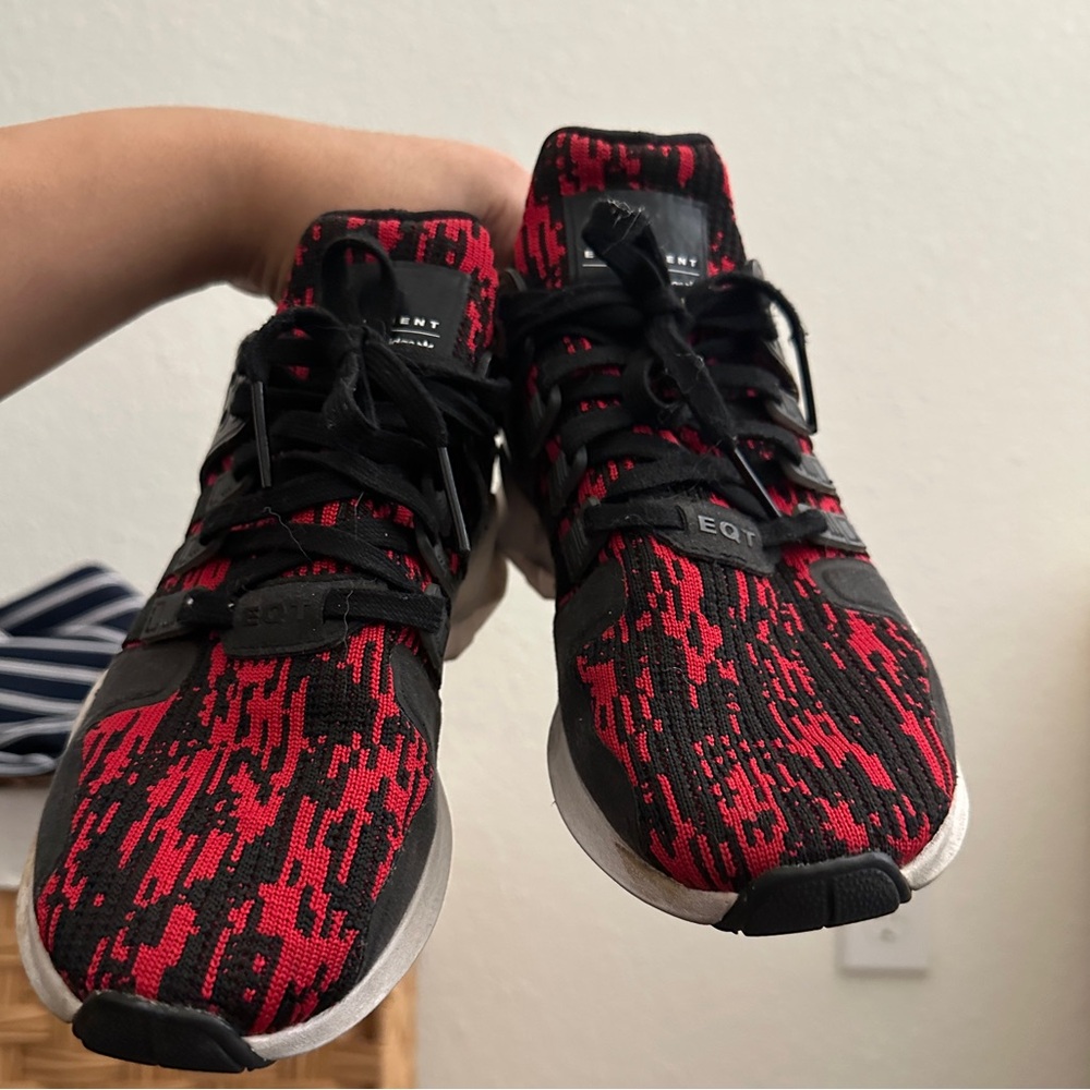 Adidas EQT Red and Black Athletic Shoes